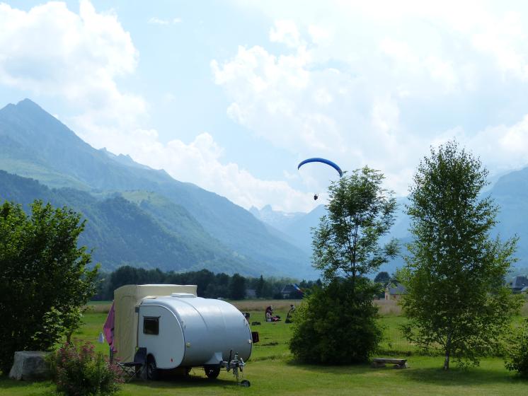 Shaded motorhome pitches at Azun Nature campsite