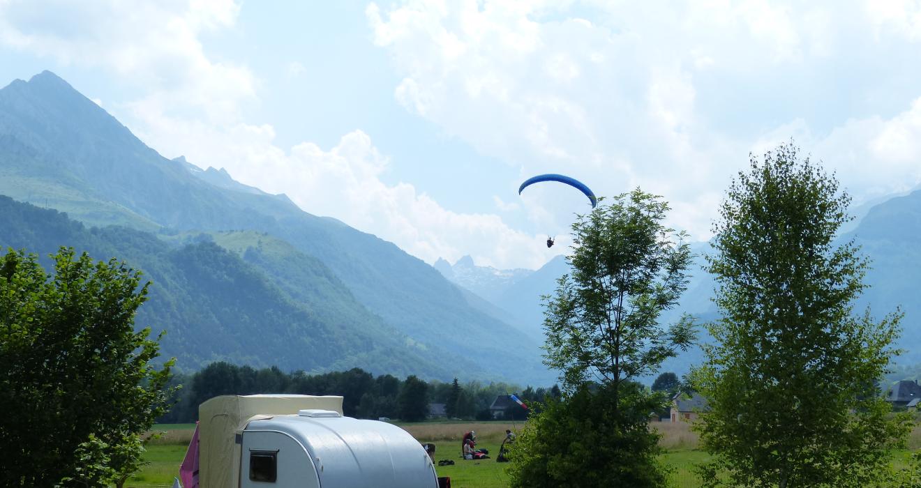 Shaded motorhome pitches at Azun Nature campsite